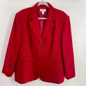 Talbots Vintage 100% Wool Lined Shoulder Pads Pockets Long Sleeve Jacket Blazer